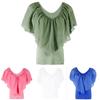 Elegant Womens V Neck Tunic Chiffon Top T-shirt With Short Sleeves And Loose Fit