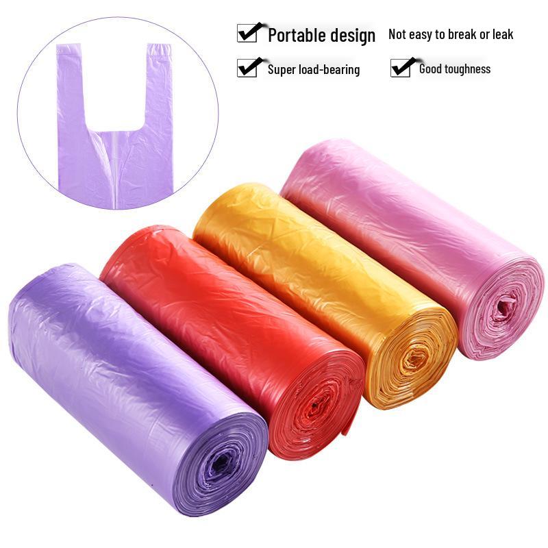 Large Colored Handheld Vest-Style Trash Bags - Thickened for Kitchen Use