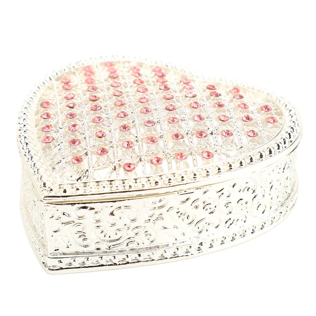 Hjärtformad Småprydnadsorganisatör Ihålig Liten Ring Örhänge Minnessak Förvaringslåda för Bröllop Födelsedagspresent Rosafärgad