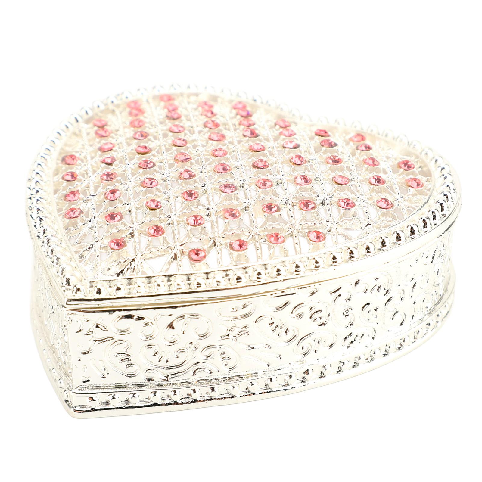 

Heart Shape Trinket Organizer Hollow Out Small Ring Earring Keepsake Storage Box for Wedding Birthday Gift Roseate