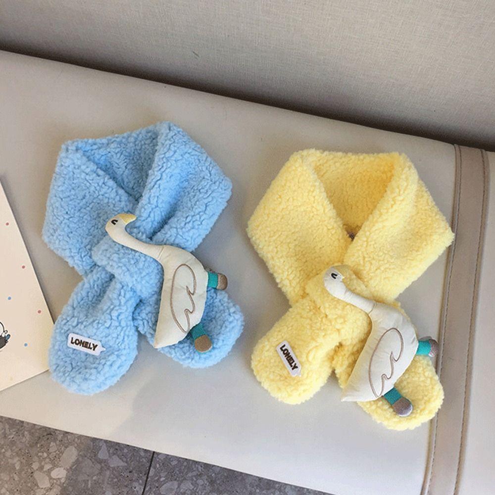 Fashion Warm Kids Winter Scarf Thick Lamb Fleece Scarf Animation Plush Kids Cross Neckerchief Baby Young Boys Girls