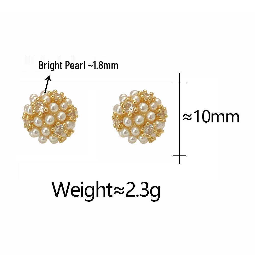 Elegant Zircon Pearl Flower Stud Earrings - Women's Fashionable High-Class Ear Ornaments