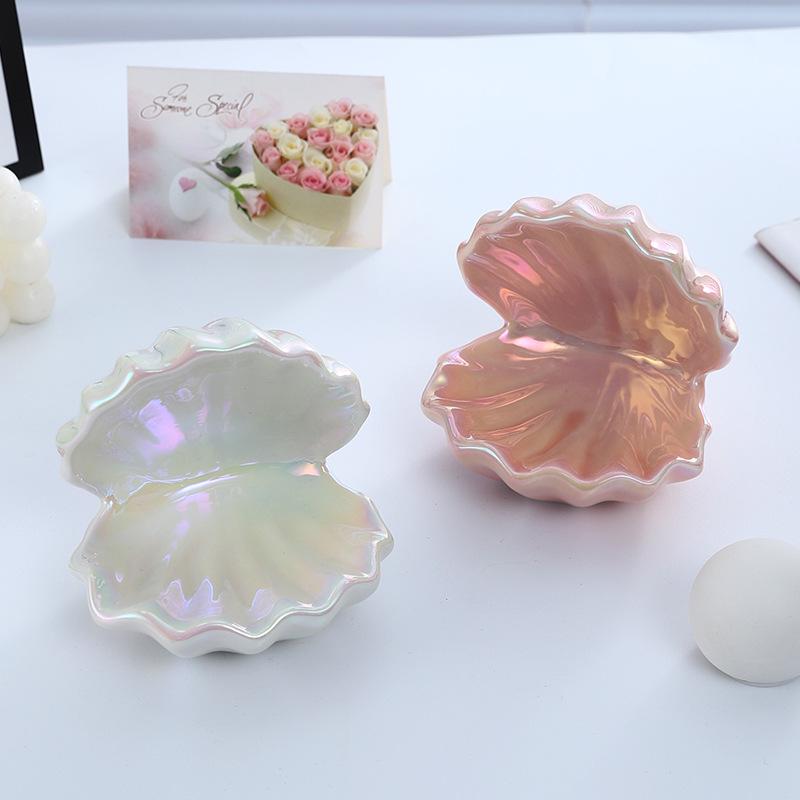 Pearl Shell Jewelry Box Night Light: Ceramic Décor for Bedrooms & Fish Tanks