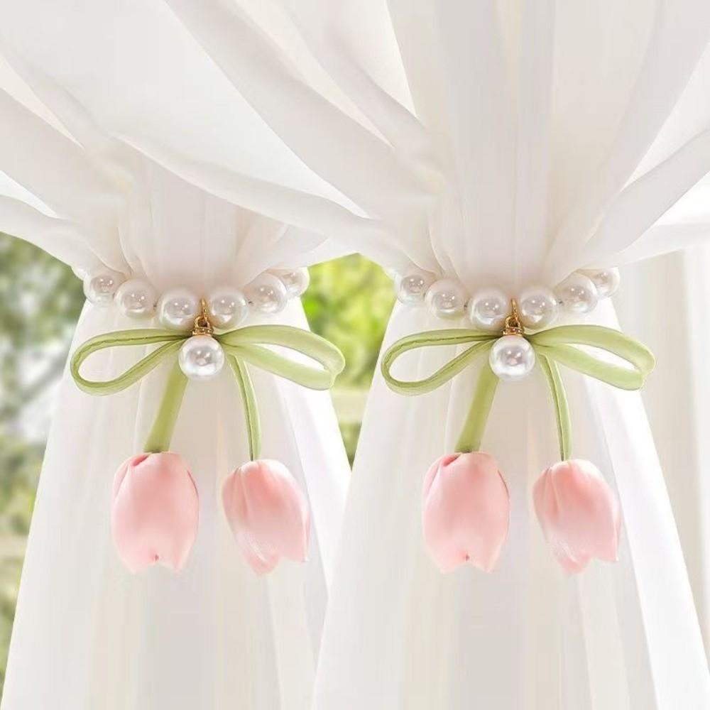 Pearl Chain Tulip Curtain Straps Magnetic Curtain Buckle Fashion Window Ties  Wedding Room
