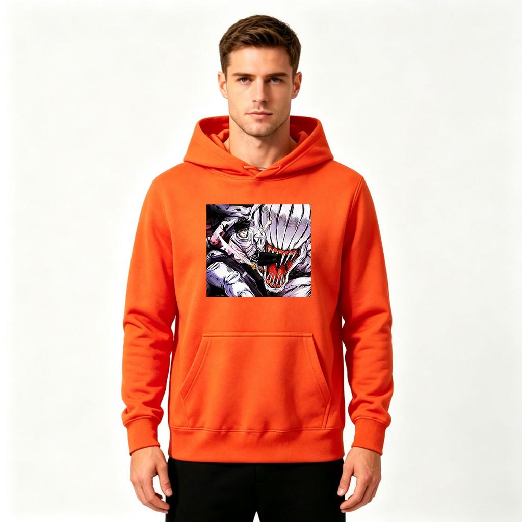 Men Anime Print Pullover Hoodie Casual Long Sleeve Streetwear Sweatshirt For Daily Wear