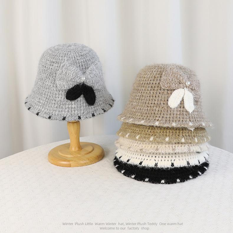 Autumn Winter Women Warm Fisherman Hat Ear Protection Basin Hat Knitted Wool Hat