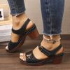 Fashionable Sandals For Women Summer  Chunky Heel Buckle Strap Female Shoes Solid Color Casual Comfortable Sandals