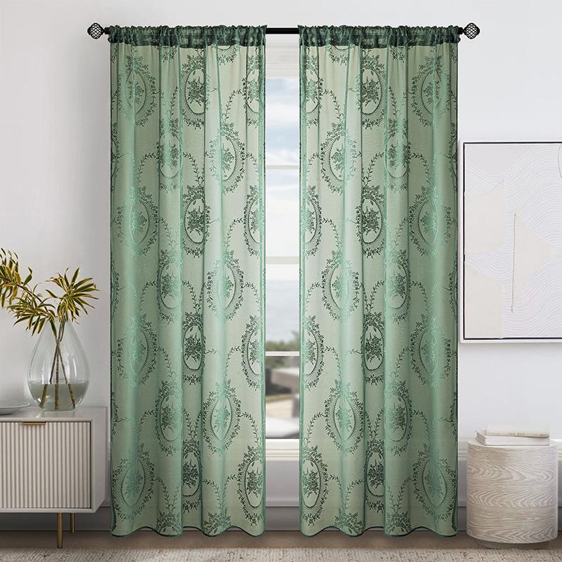 

Европейский кружевной экран для окна с розами, французский ретро-экран для гостиной на балконе 132 * 160cm зелёный