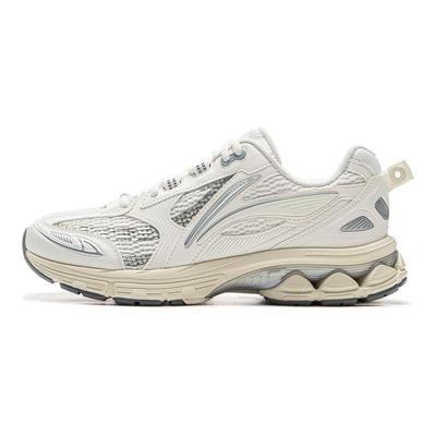 Li Ning Fuyiao 2.0 Classic Retro Double Cushioning Stable Support Non-Slip Wear-Resistant Low-Top Running Shoes Women Running Shoes White ARXU002-11