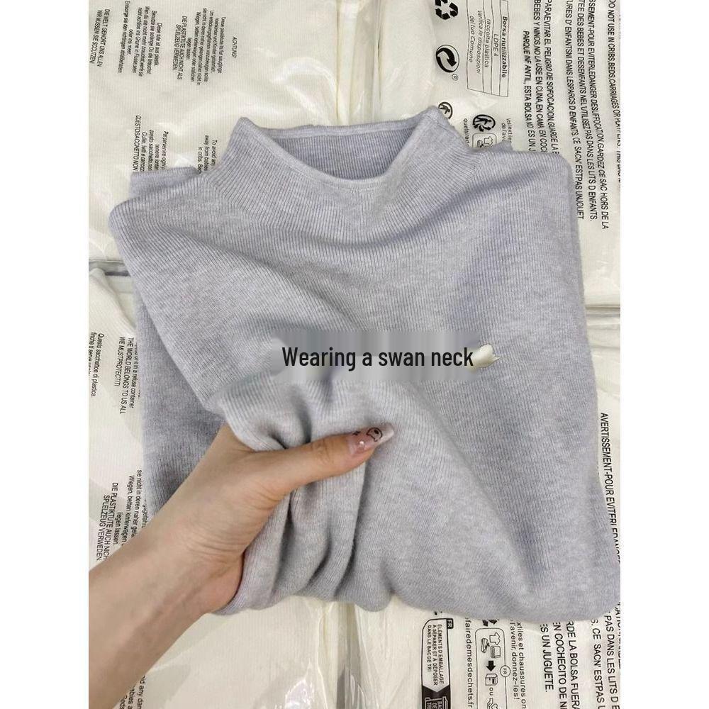 Super dívčí korejský svetr s polovičním rolákem - Stylový, měkký top s dlouhým rukávem