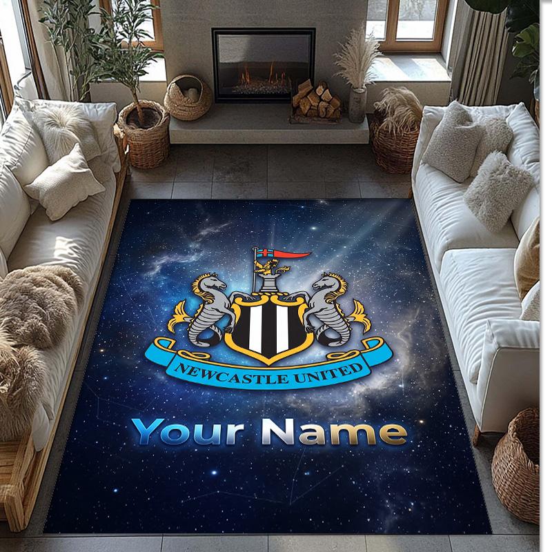 Newcastle United FC Printed Crystal Velvet Rug Non‑Slip Crystal Velvet Carpet For Sofa Bedroom Indoor Home Decoration