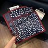 Sen green flower print fresh imitation silk scarf premium versatile square scarf neck protection scarf trendy headscarf scarf women