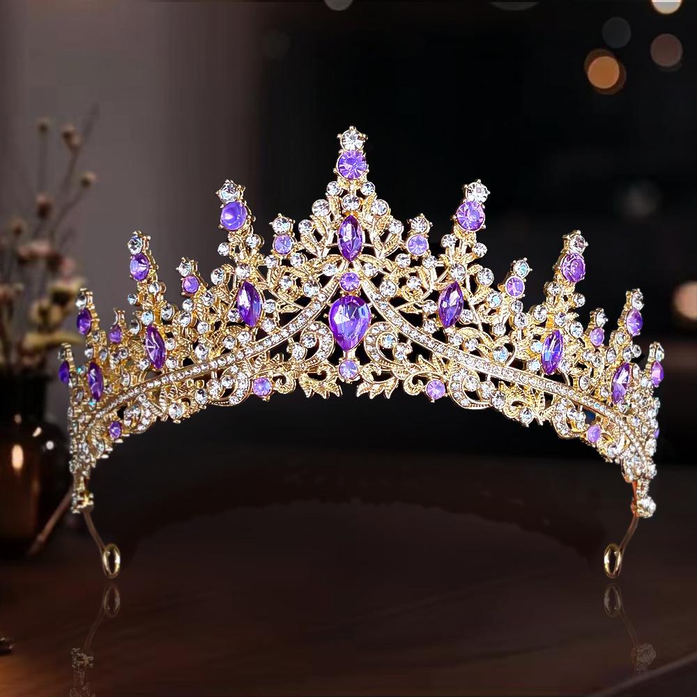 Bride Crown Wedding Dress  Party Crown Birthday Performance Carnival  Crystal Hair Accessory