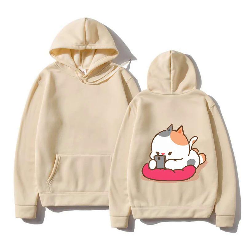 Cute Cartoon Cat Hoodies New Print Fashion Sweatshirt Casual Unisex Autumn Winter Fleece Streetwear Tops Male Sudaderas