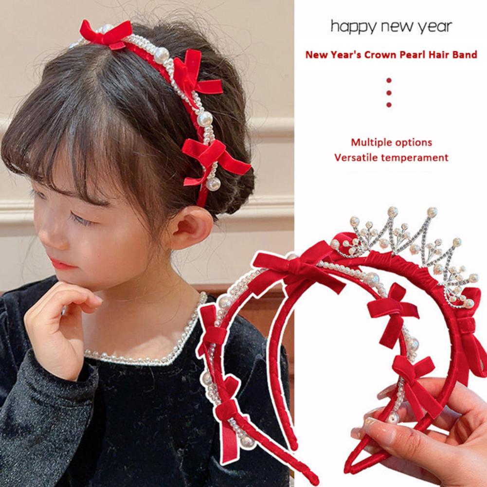 Vintage Red Headband Velvet Hair Band Headwear Girl Hair Hoop Christmas New Year Hair Accessories
