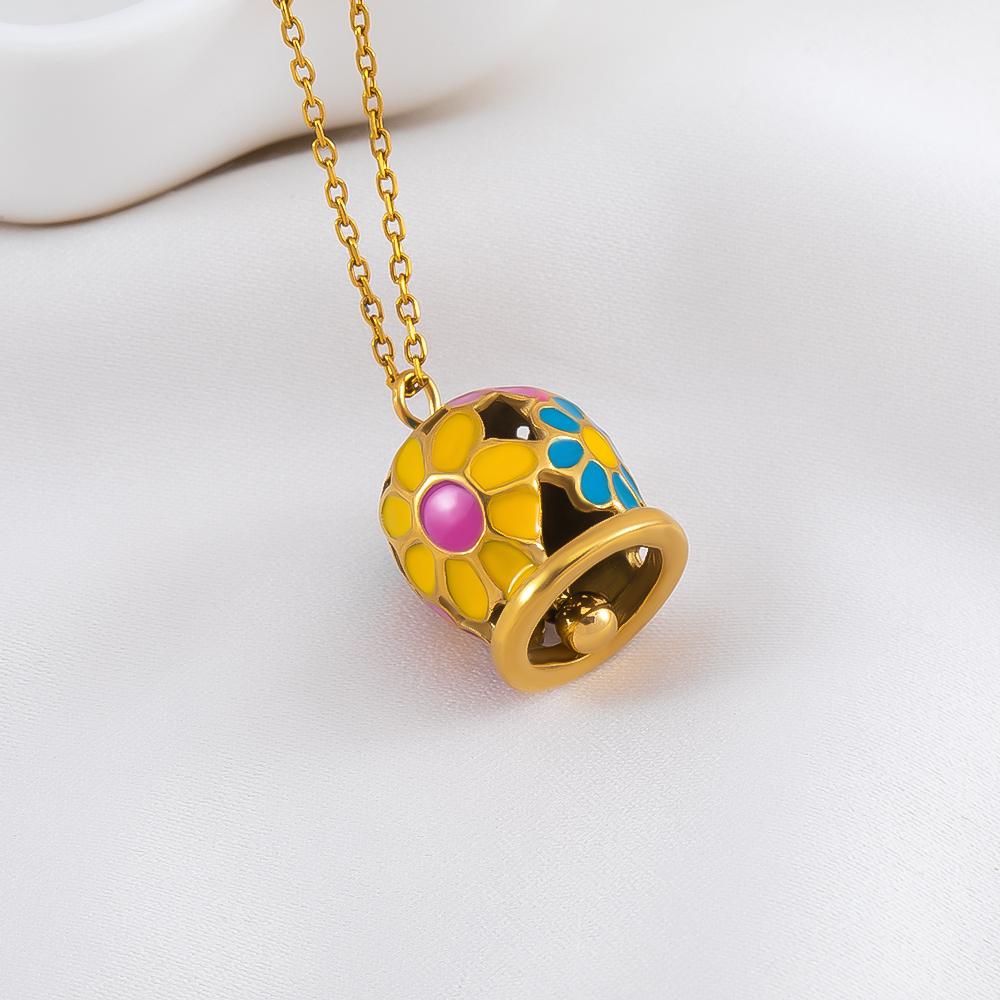 5pcs Stainless Steel Golden Bell Pendant Daisy Flower Charm DIY Necklace Bracelet Jewelry Making Material Needle Thread Supplies