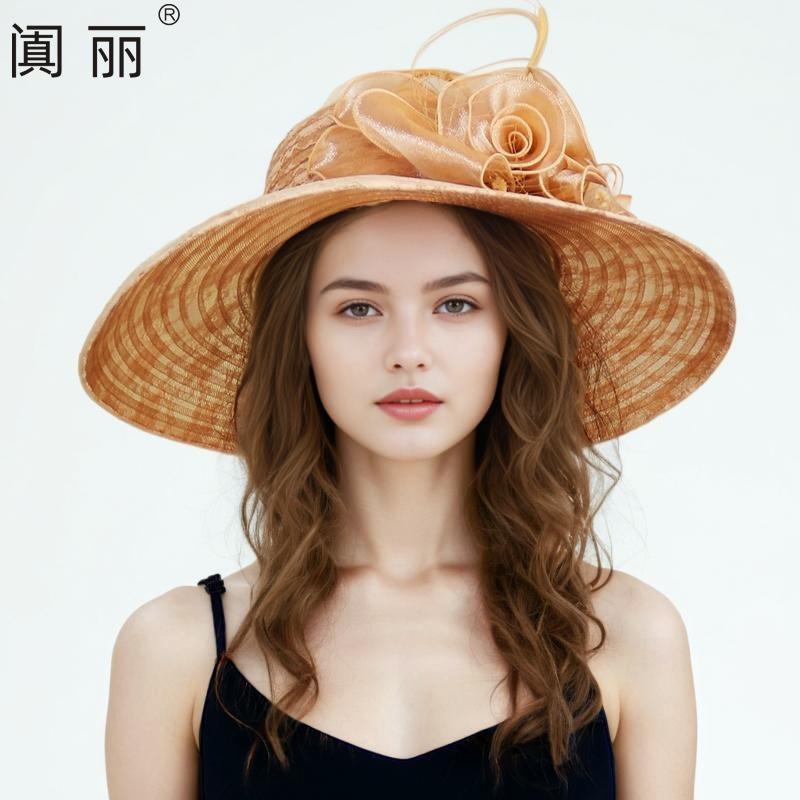 Wind Lace Big Edge Sun Hat Children Summer Elegant Flower Fashion Hepburn Style Sun Hat Sun Protection Beach Hat