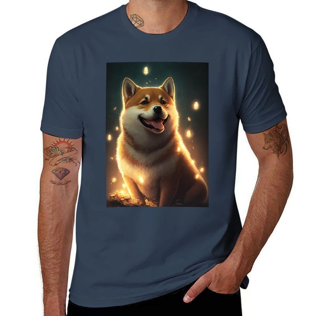 Glad Shiba Inu Hund T-shirt man t-shirts grafisk rolig t-shirts man man t-shirts bomull T-shirt