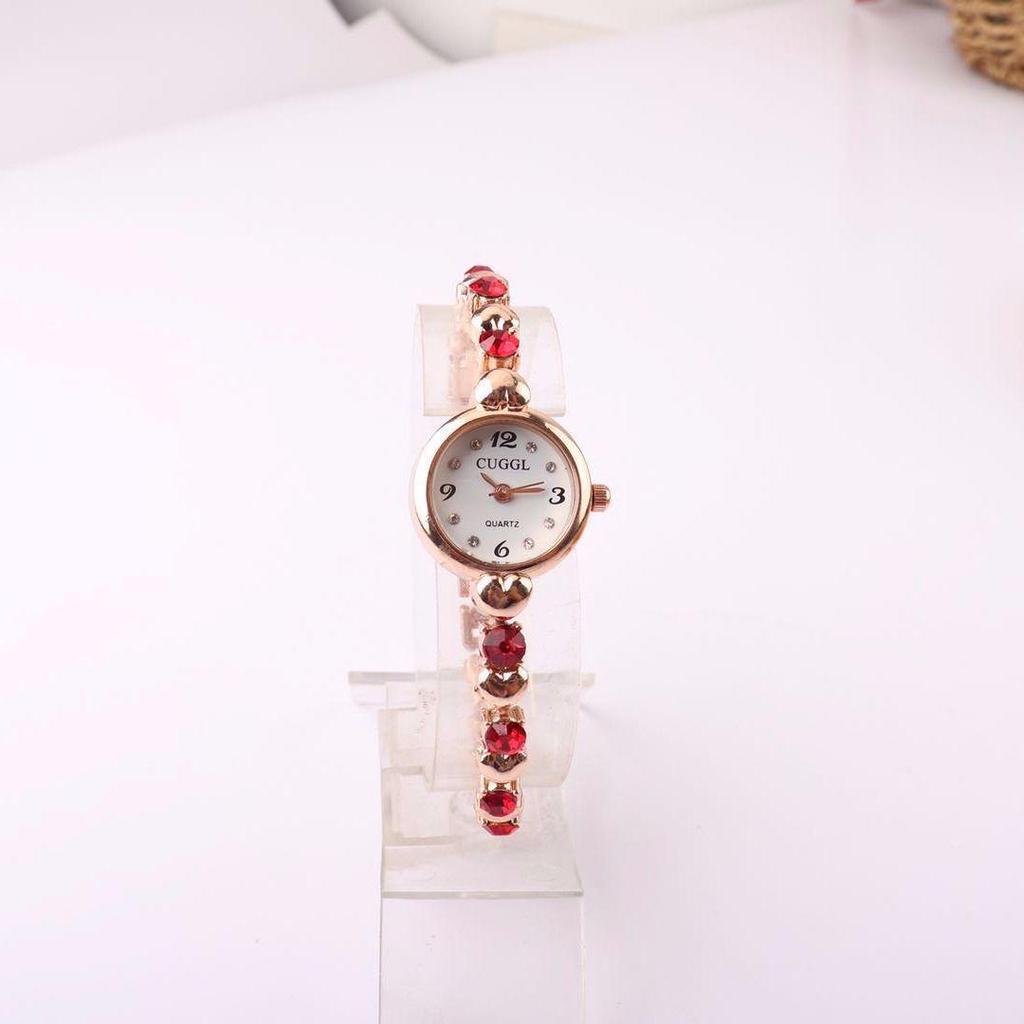 Rose Gold Women's Quartz Watch with Thin Steel Band & Diamond-Set Hands