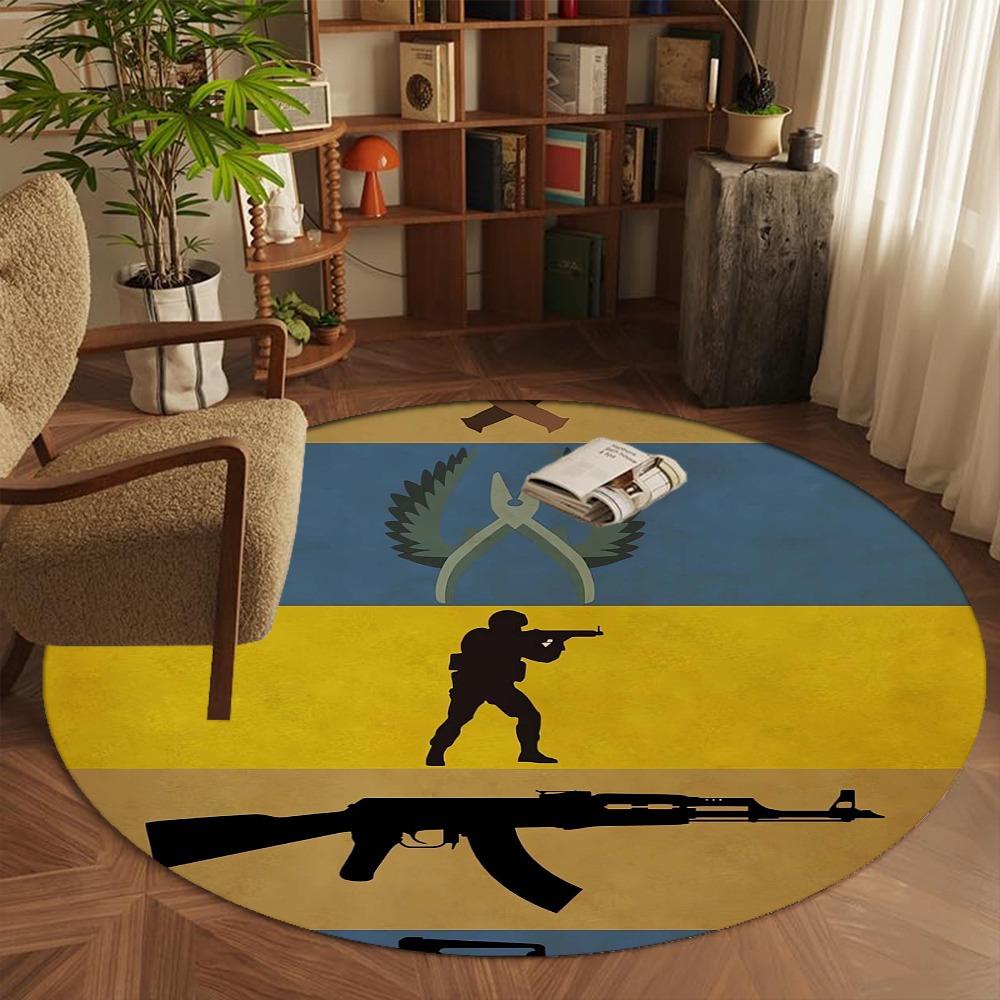 Military round Area Rug Non-Slip Washable Soft Circle Carpet for Living Room Bedroom Home Decor