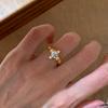 Vintage Laurel Moissanite Open Ring Elegant Gold Leaf Design Women Luxury Fashion Jewelry