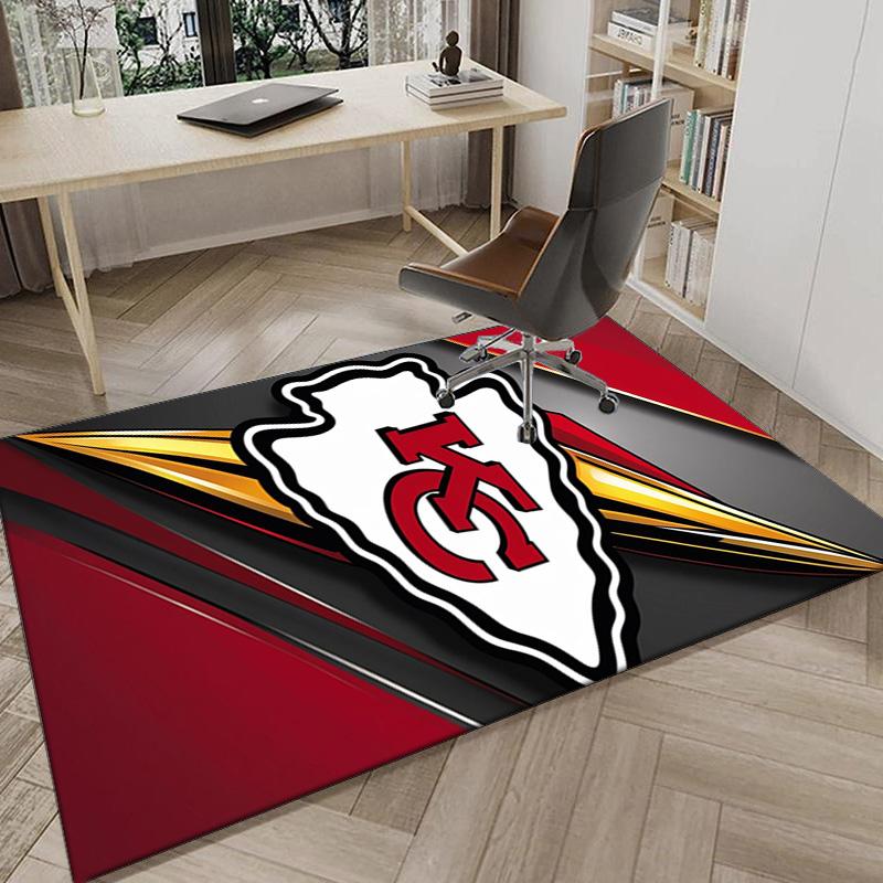 Stadt Chiefs Emblem Bedruckter Teppich für Büro, Stuhlunterlage, Dekorativer Teppich Bodenmatte, Große Größe Fan Geschenke Weihnachtsgeschenke