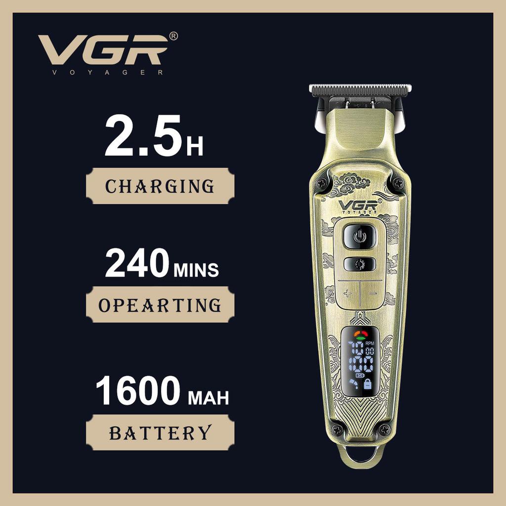 VGR V-901 Hair Trimmer Cordless Professional Barber Hair Cutting Machine Electric Hair Clipper Digital Display Trimmer Oil Head Clipper for Men
