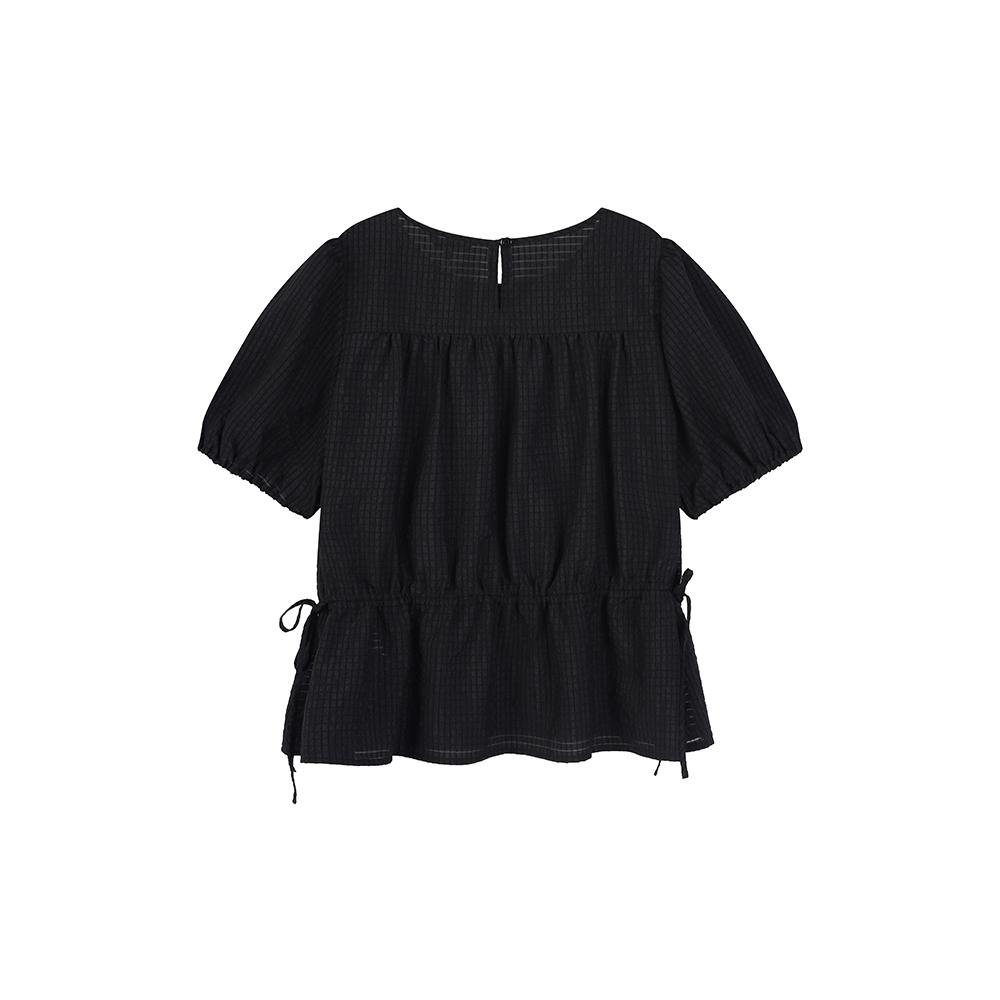 LAP Round Neck String Shirred Blouse As2Wb462