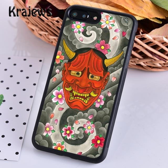 Krajews Japanese Oni Hannya Demon Mask Cool Phone Case For iPhone 14 5 6s 7 8 Plus X XR XS 11 12 13 Pro Max Samsung S21 S22ultra