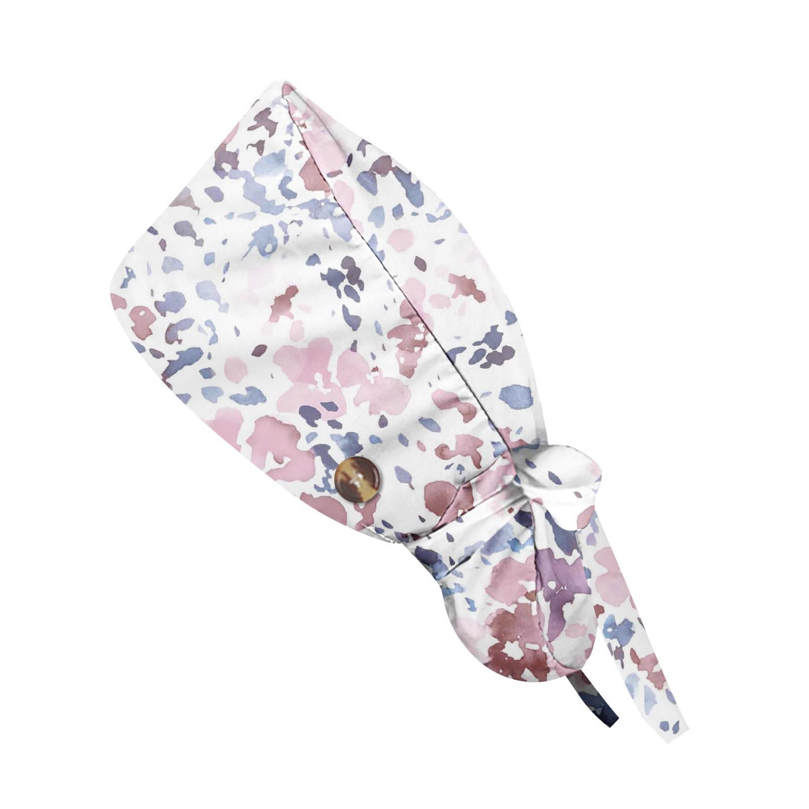 

Повседневные медсестринские шапочки с цветочным принтом, модные женские шапочки для хвостика, хлопковые моющиеся шапочки, шапочка баотоу, пылезащитная шапочка, рабочие шапочки для медсестер One Size розовый