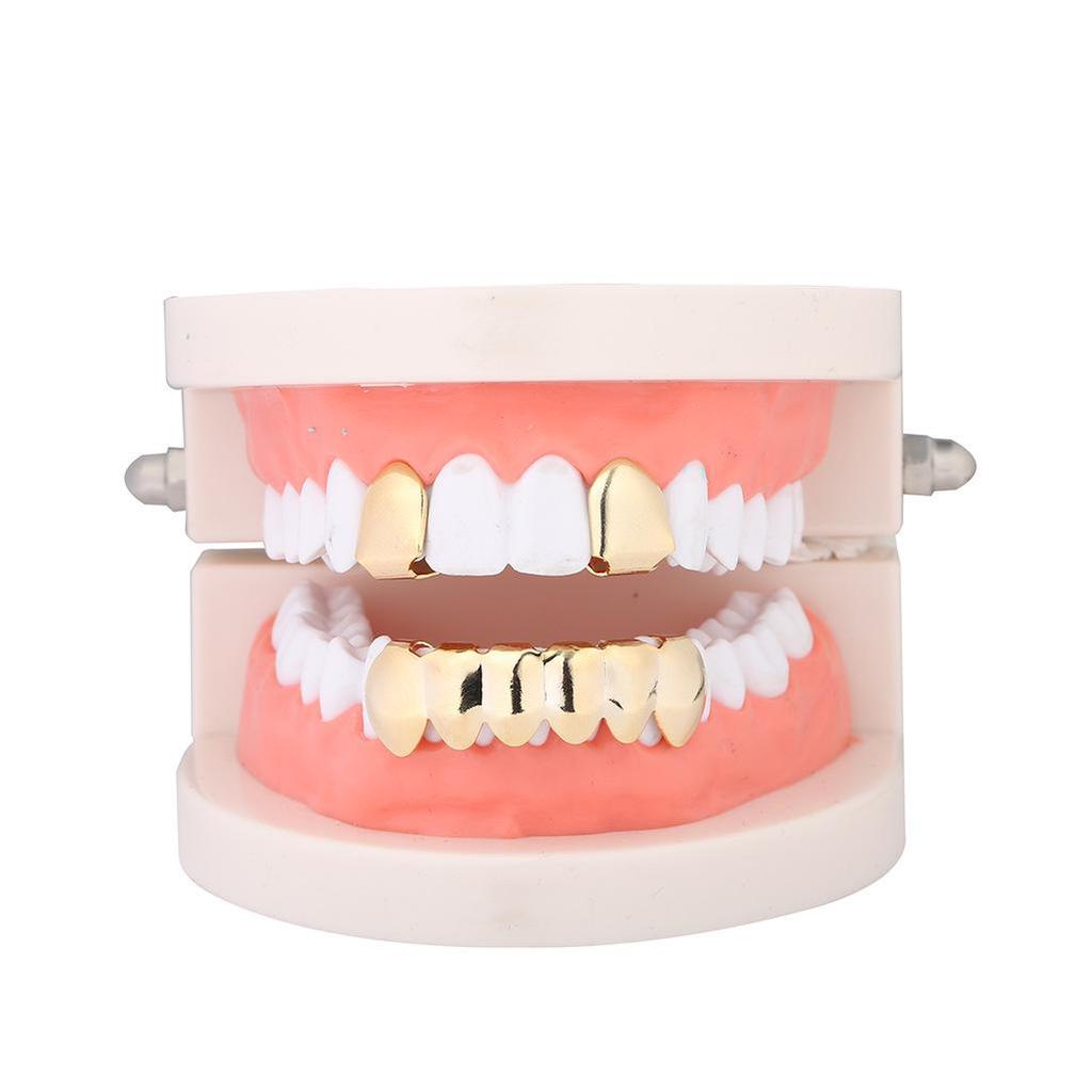 Six-Tooth Lower Jaw & Single Upper Tooth Grillz - Hip Hop Teeth Jewelry
