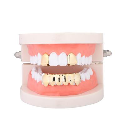 Six-Tooth Lower Jaw & Single Upper Tooth Grillz - Hip Hop Teeth Jewelry
