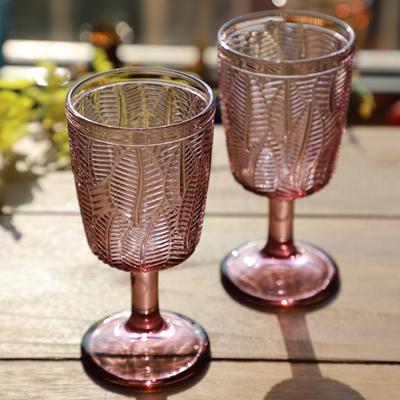Vintage Kelch Weinglas Tasse Restaurant Bar Weinbecher geprägtes Blatt Weinglas Saftbecher