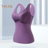 Winter Women Thermal Vest with Chest Pads Seamless Velvet Fast Temperature Lock V Neck Slim Fit Elastic Sleeveless Inner Wear Bottoming Tank Top