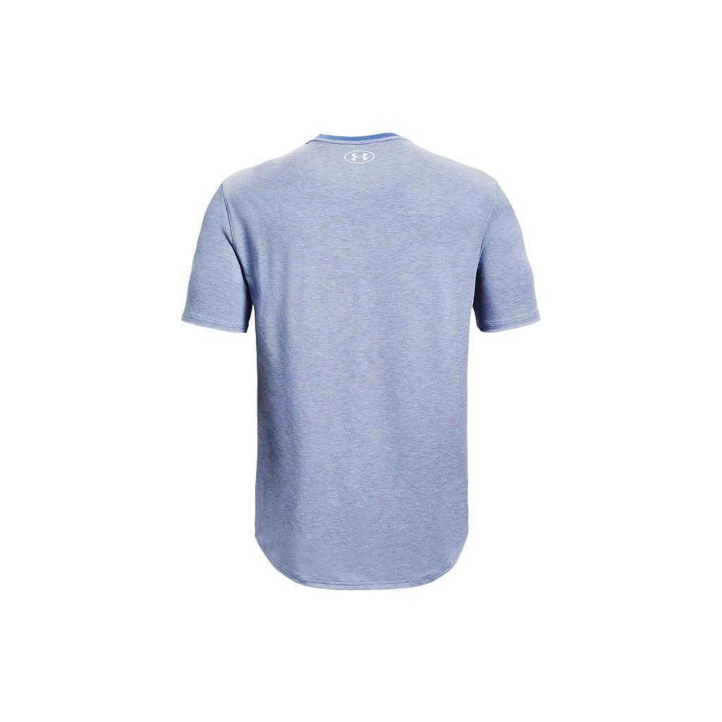 Under Armour Solid Color Letter Running Training Crew Neck Short Sleeve T-Shirt Men Tops Washed-Blue 1361756-420