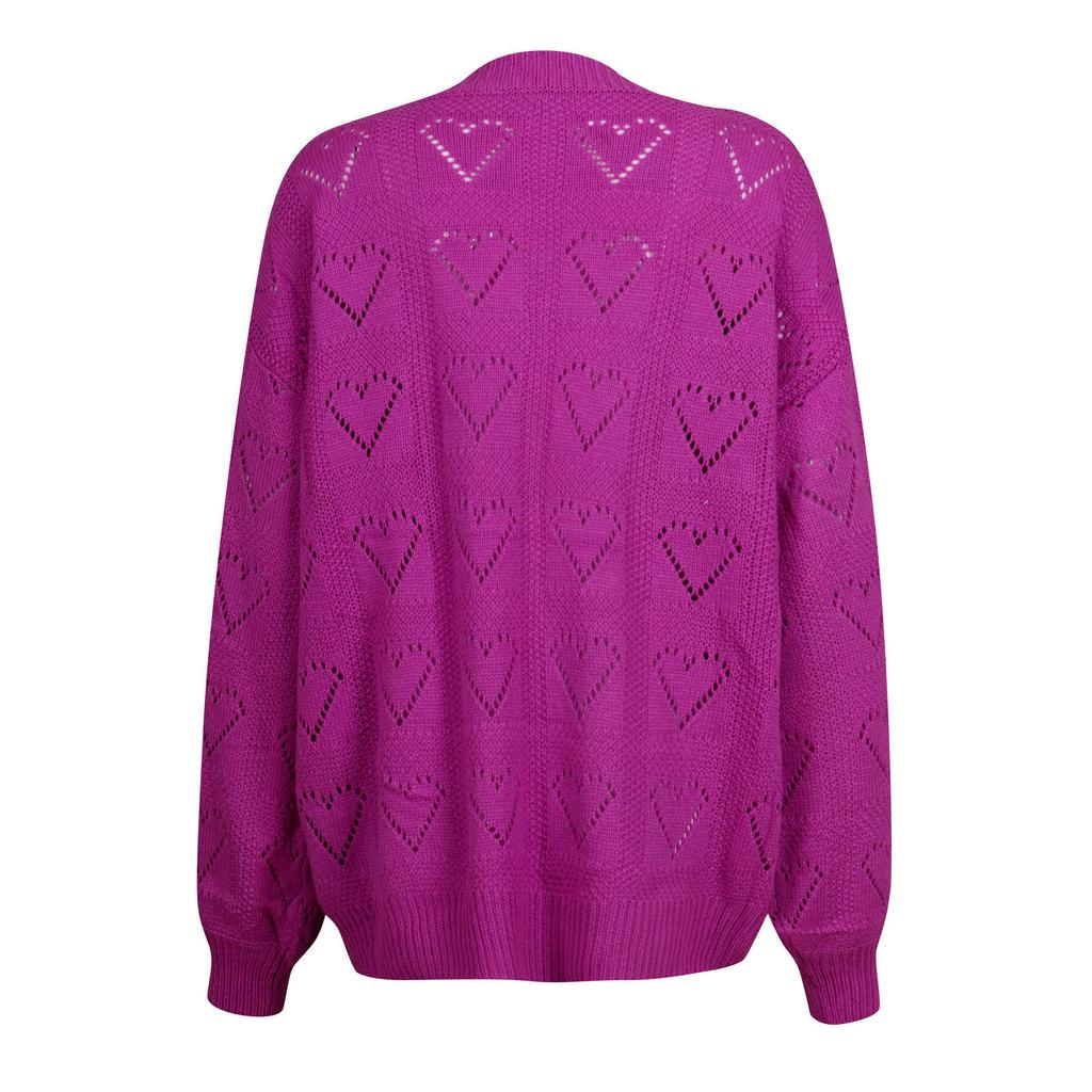 Damen Pullover mit herzförmigem, hohlem V-Ausschnitt und langen Ärmeln, Pulloverbluse, Strickpullover