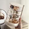 Transparent rotating jewelry organizer with multiple layers, large-sized cushion puff and beauty sponge storage rack, rotatable