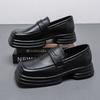 Fashion Fashion Trends Square Toe Men Leather Shoes Party Casual Thick Soled Shoes Slip-On Handmade Leather Loafers Moccasins Size 38-46