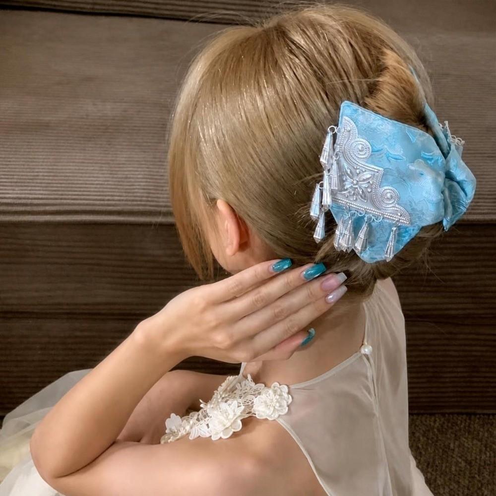 Flower Bow Design Satin Triangle Hair Claw Triangle Shape Hair Accessory New Shark Clip For Women