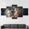 Tiger Face Abstract Art 5 Piece Five Panel Wall Canvas Print Modern Poster Picture Home Decor Gift For Him For Her