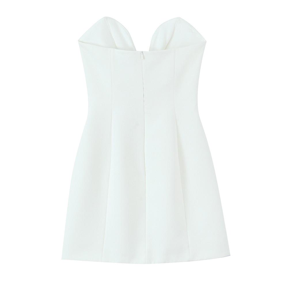 Spring 2025 Women's Backless V-Neck Dress: Sexy, Simple, Waist-Cinching Short Fashion.