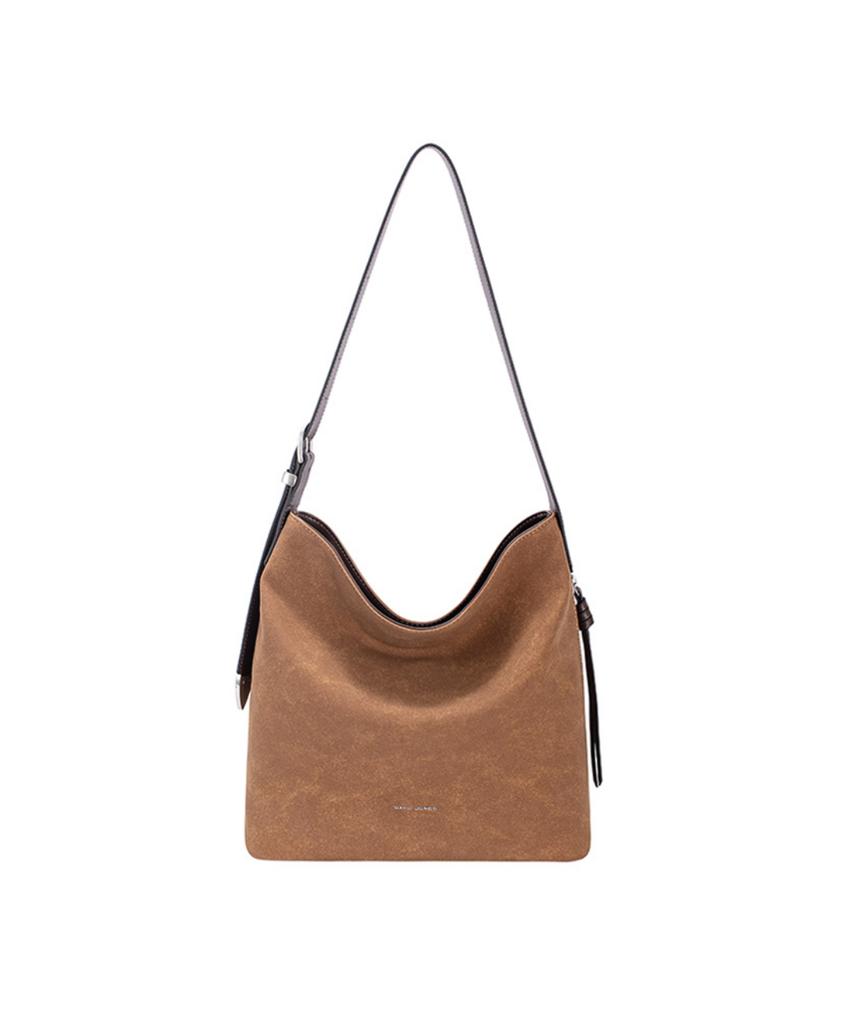 David Jones Bastille 2-Way Bucket Hobo Shoulder Suede Bag Apricot Tan (Cm8447)