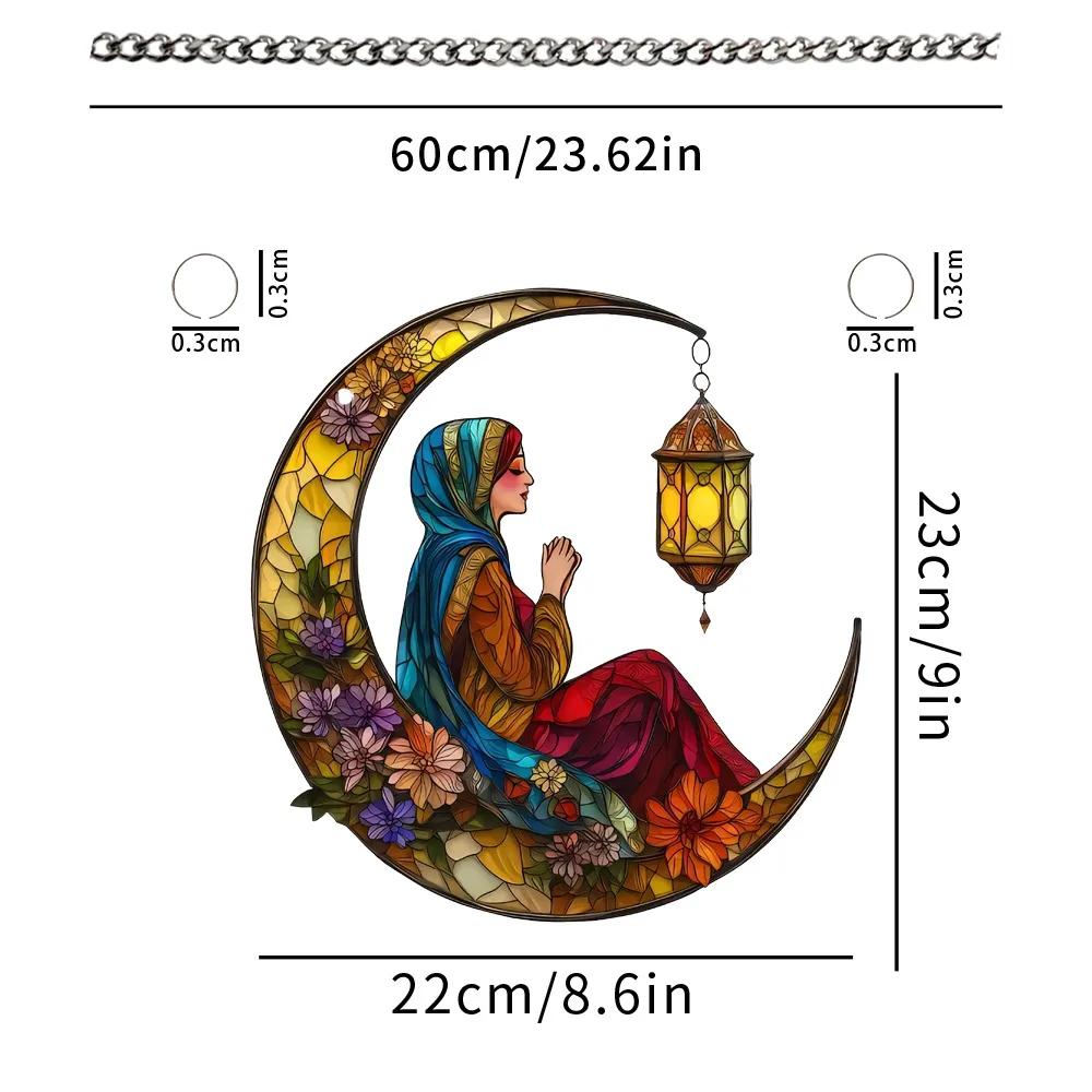 1pcs Ramadan Window Door Sign Hanging Decoration-Eid Mubarak & Happy Mawlid Al Nabi Ramadan 2D Acrylic Festival Decoration