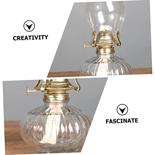 NUOBESTY Kerosene Lamp Burner Replacement Set of 3 with Wick, Retro Oil Lamp Parts, Antique Lantern Wick Burner, Metal Adjuster, Repair Parts, Interio