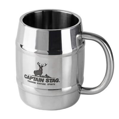 (Kapitän Hirsch) Tasse Becher Bierkrug Doppel Edelstahl Hohl Doppel Struktur Fass Becher 420ml UH-39