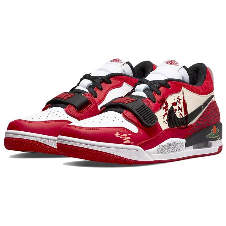 Jordan Legacy 312 Low top Vintage Basketball Shoes Men's White Red Black CD7069-116(Team10-)