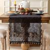 French Lace Table Runner Hollow Tassel Fringe Placemat Elegant Decorative Tablecloth Romantic Wedding Party Dining Table Dresser Buffet Decor