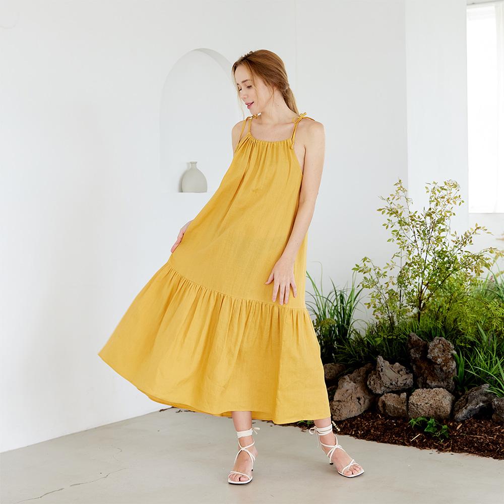 Belrma Linen Halter Neck Frill Dress