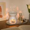 Essential Oil Burner Ceramic White, Scented Wax Melt Heater With Tea Candle Holder Decorative Aroma