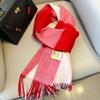 Camel brown 100 pure wool plaid scarf khaki women's winter thickened warm fringed shawl scarf